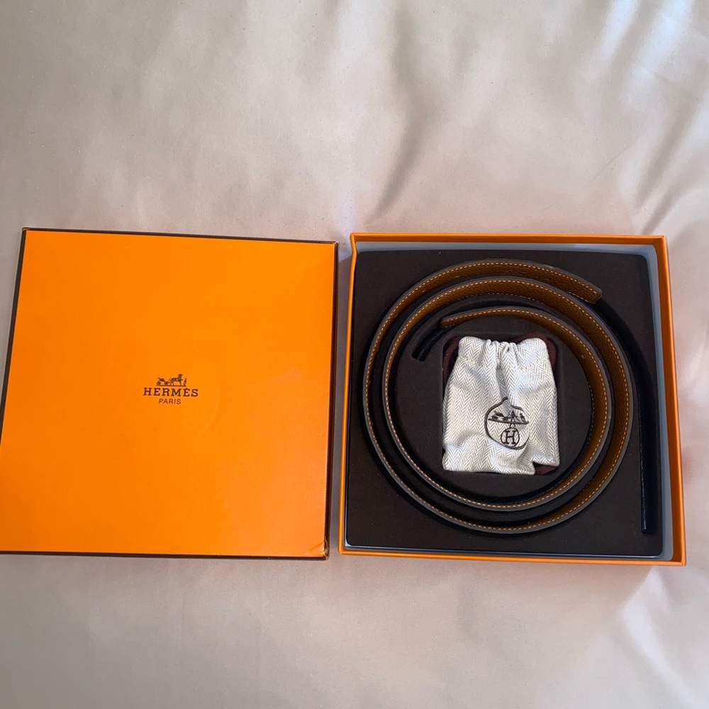 Hermes Black/Brown Reversible Leather Belt - Picture 2 of 12